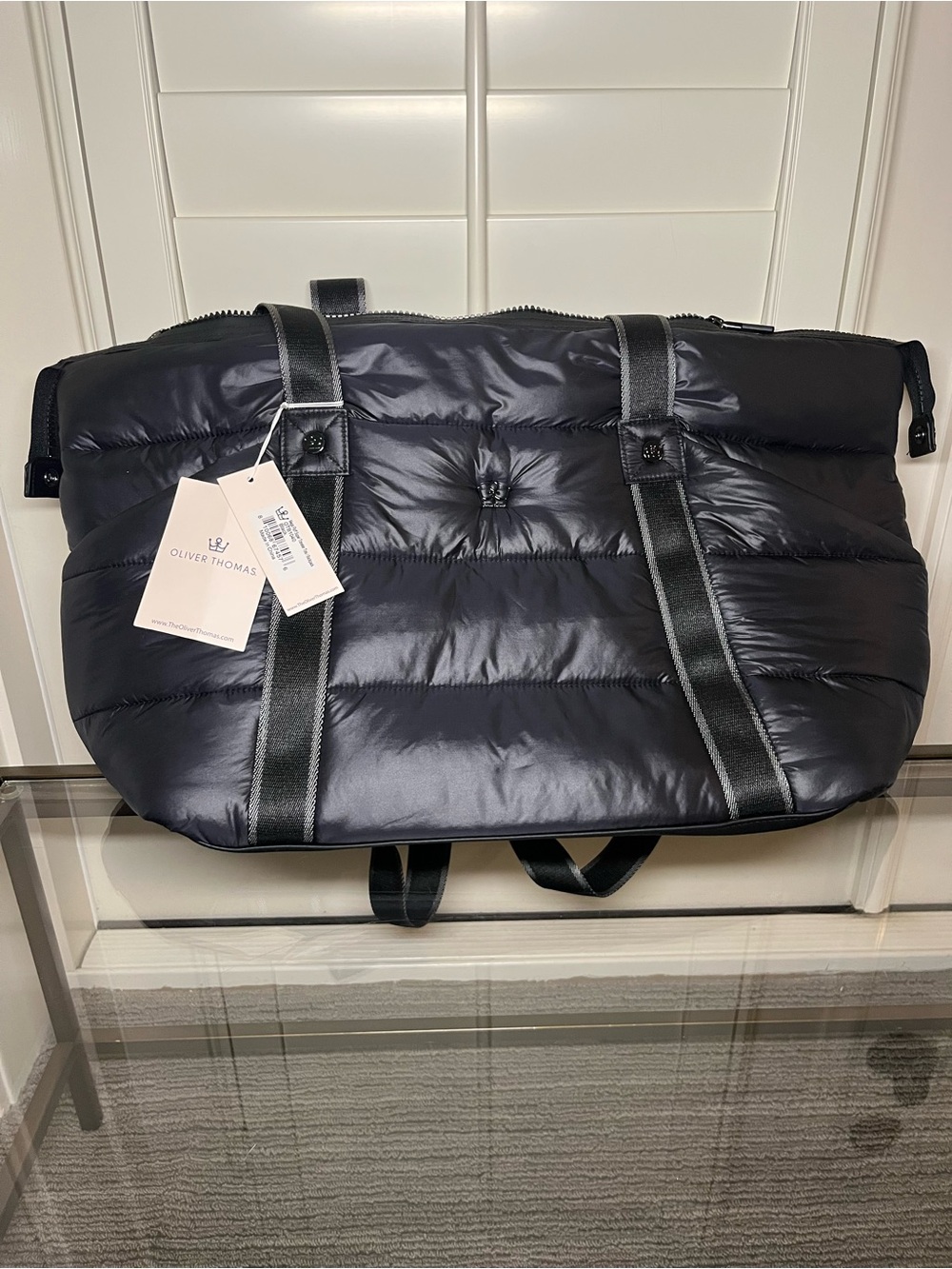 Oliver Thomas Black Quilted Nylon Duffel Bag
